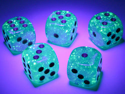 Borealis Teal/gold 7-Dice / 16mm / 12mm / 30mm Luminary (Online Only)