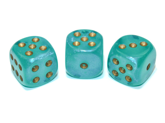 Borealis Teal/gold 7-Dice / 16mm / 12mm / 30mm Luminary (Online Only)