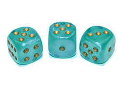 Borealis Teal/gold 7-Dice / 16mm / 12mm / 30mm Luminary (Online Only)
