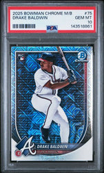 Graded 2025 Topps Bowman Chrome Mega Box Drake Baldwin #75 Rookie RC Baseball Card PSA 10 Gem Mint