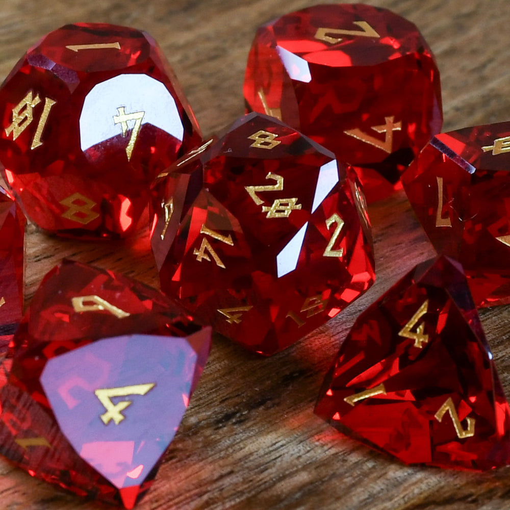 Ruby Multifaceted Glass Dice Set (ONLINE ORDER ONLY)