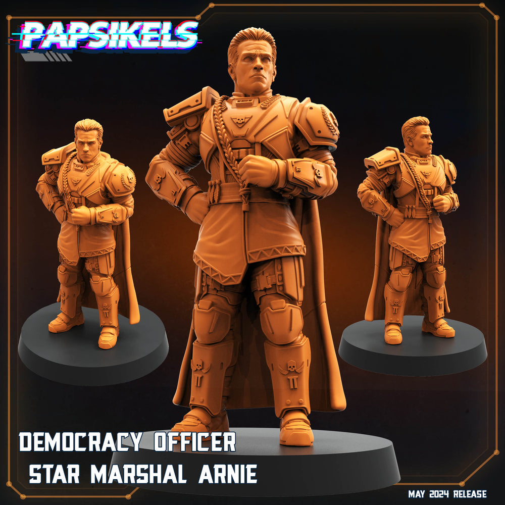 3D Printed Papsikels Democracy Officer Star Marshal Arnie Democracy Troopers Bugs and Bots 28mm 32mm (Online Only)