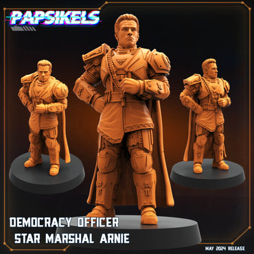 3D Printed Papsikels Democracy Officer Star Marshal Arnie Democracy Troopers Bugs and Bots 28mm 32mm (Online Only)