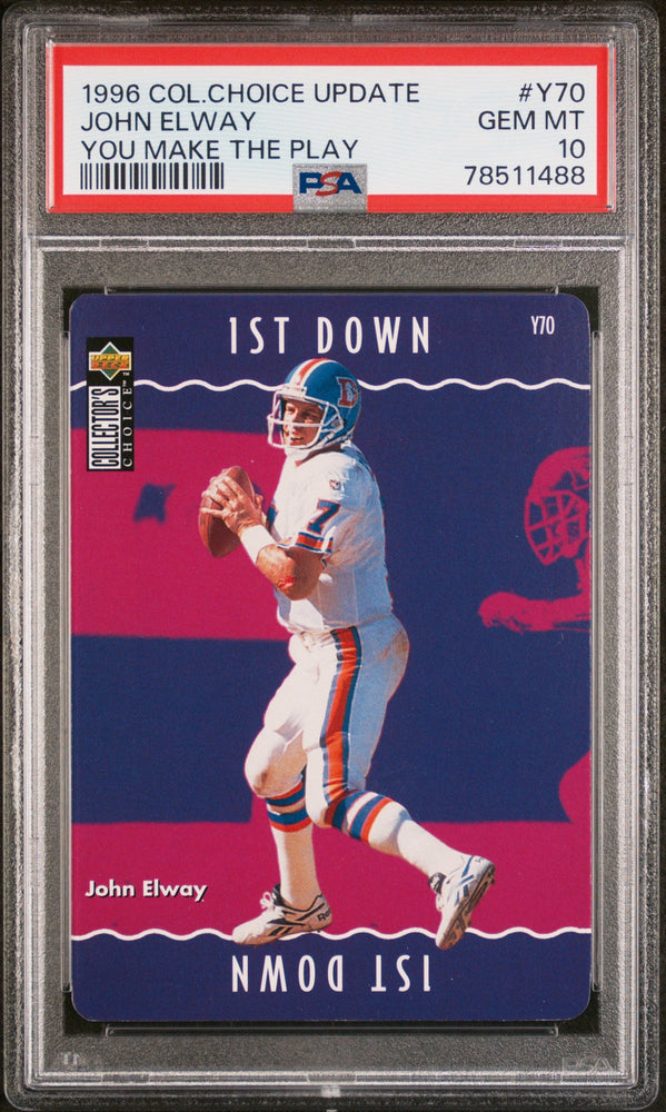 1996 COLLECTOR'S CHOICE UPDATE YOU MAKE THE PLAY JOHN ELWAY #Y70 PSA 10 (Online Order Only)