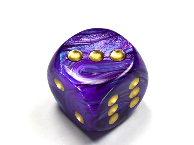 Lustrous® 30mm w/pips Purple/gold d6 DND RPG Dice (sold per die) (Online Only)