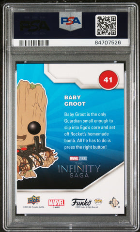 2023 UPPER DECK FUNKO POP MARVEL  BABY GROOT PLATINUM #41  PSA 10 (Online Order Only)
