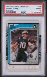 Graded 2024 Panini Clearly Donruss Drake Maye #53 RR Logo Rookie RC Football Card PSA 9 Mint (ONLINE ORDER ONLY)