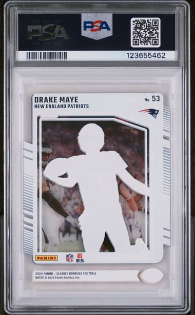 Graded 2024 Panini Clearly Donruss Drake Maye #53 RR Logo Rookie RC Football Card PSA 9 Mint (ONLINE ORDER ONLY)