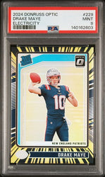 Graded 2024 Panini Donruss Optic Drake Maye #229 /75 Electricity Rookie RC Football Card PSA 9 Mint (ONLINE ORDER ONLY)