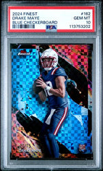 Graded 2024 Topps Finest Drake Maye #162 /75 Blue Checkerboard Rookie RC Football Card PSA 10 Gem Mint (ONLINE ORDER ONLY)
