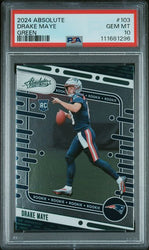 Graded 2024 Panini Absolute Drake Maye #103 Green Foil Rookie RC Football Card PSA 10 Gem Mint (ONLINE ORDER ONLY)