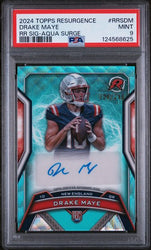 Graded 2024 Topps Resurgence Drake Maye #RRSDM /249 Aqua Surge Auto Rookie RC Football Card PSA 9 Mint (ONLINE ORDER ONLY)