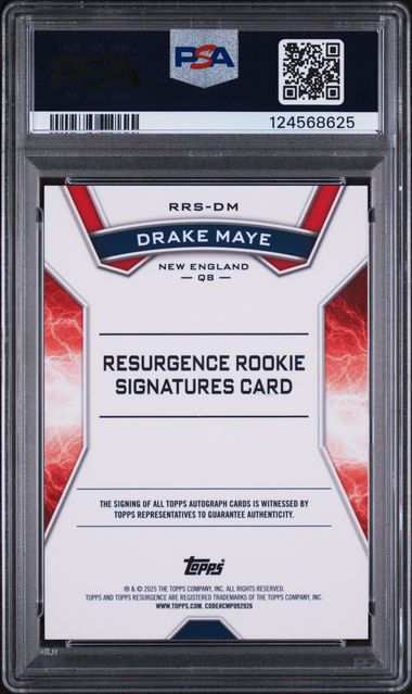 Graded 2024 Topps Resurgence Drake Maye #RRSDM /249 Aqua Surge Auto Rookie RC Football Card PSA 9 Mint (ONLINE ORDER ONLY)