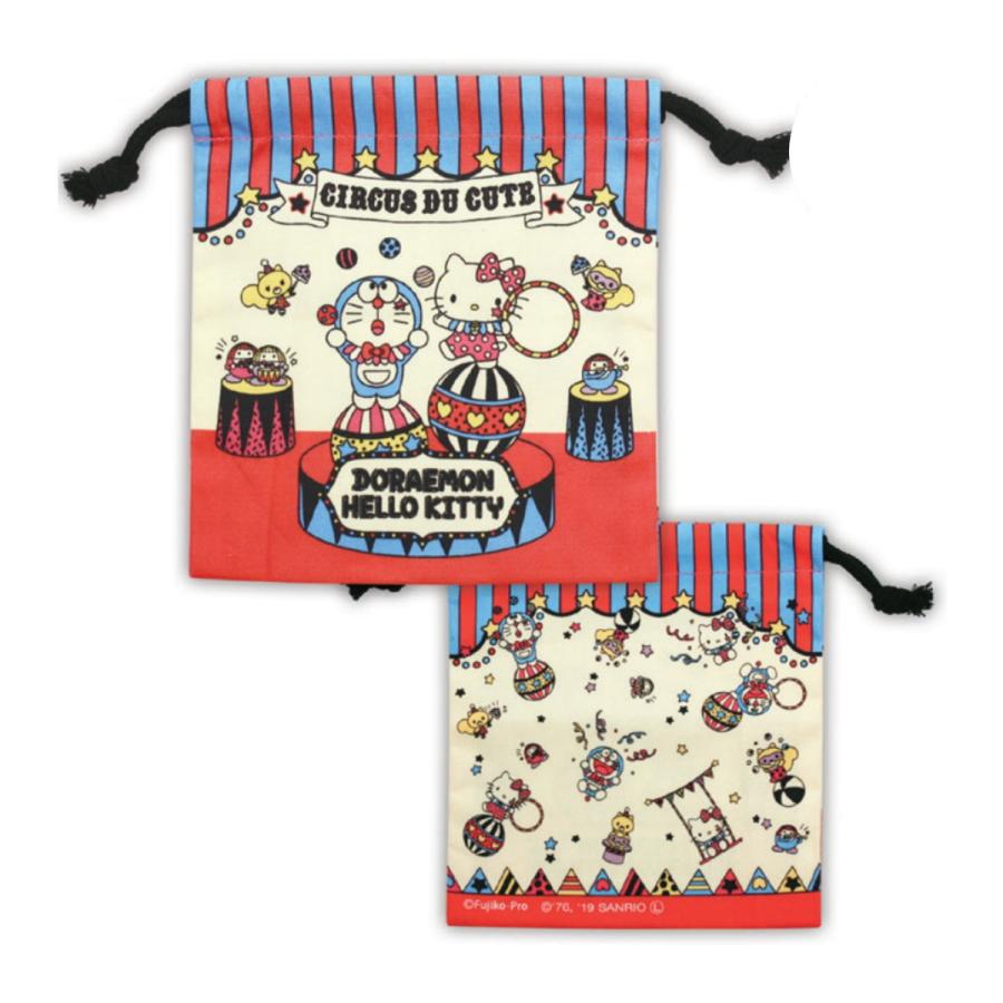 Doraemon Hello Kitty Circus Sanrio Japan Pouch Sack Bag
