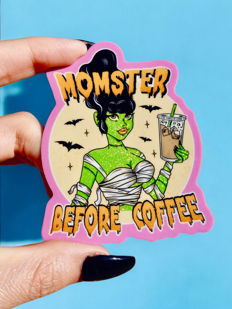 Momster Before Coffee Halloween Sticker (Online Order Only)