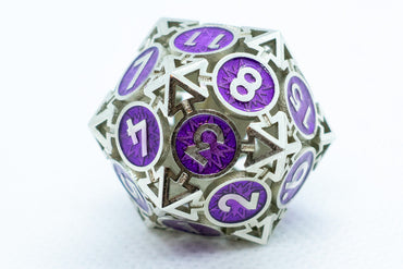 Single d6/d20 Guardian Silver w/Purple Deadly Arrow Dice (Online Only)