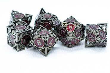 Black w/Dark Maroon Deadly Arrow Dice | 7-Dice RPG Set High Visibility (Online Only)