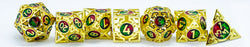 Gold w/Red-Green Deadly Arrow Dice | 7-Dice RPG Set High Visibility (Online Only)
