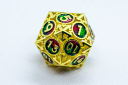 Gold w/Red-Green Deadly Arrow Dice | 7-Dice RPG Set High Visibility (Online Only)