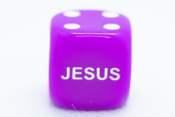 10-Pack Purple 16mm d6 Dice Featuring 'JESUS' on the 6 side (Online Only)