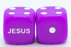 10-Pack Purple 16mm d6 Dice Featuring 'JESUS' on the 6 side (Online Only)