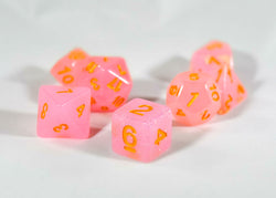 Sparkling Glitter Pink with Gold Numbers Poly Dice Set (7) RPG DnD HDdice (Online Only)