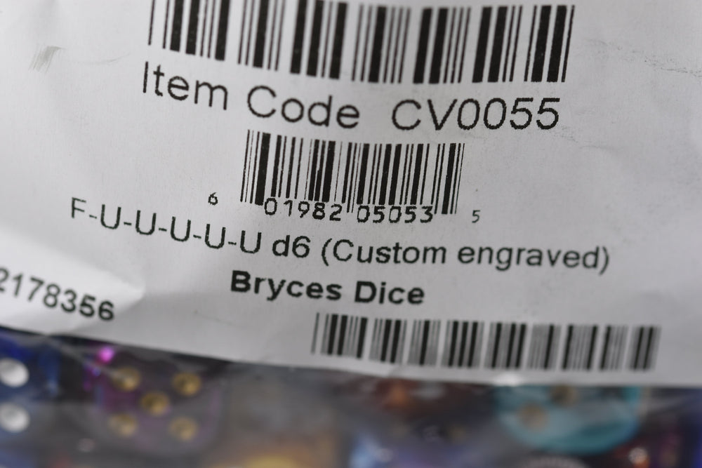 F-U-U-U-U-U d6 | Custom Dice with Angry Face and F-U Message Pipped Dice (Online Only)