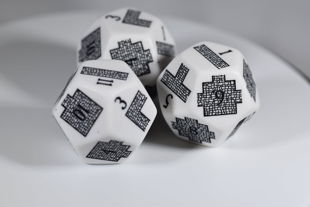 Dungeoneering d12 Opaque White Dice by Chessex - Navigate Your Adventure with Precision (Online Only)