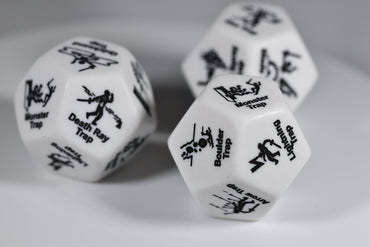 Chessex Opaque White Trap d12 - 28mm Adventure Dice with 12 Unique Traps (Online Only)
