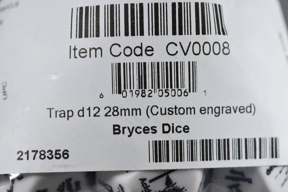 Chessex Opaque White Trap d12 - 28mm Adventure Dice with 12 Unique Traps (Online Only)