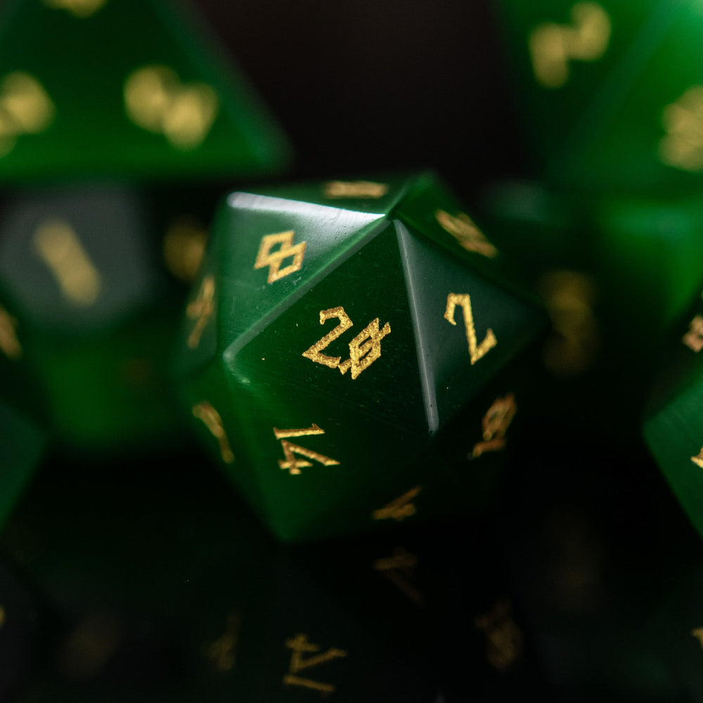 Green Cat's Eye Stone Dice Set (ONLINE ORDER ONLY)