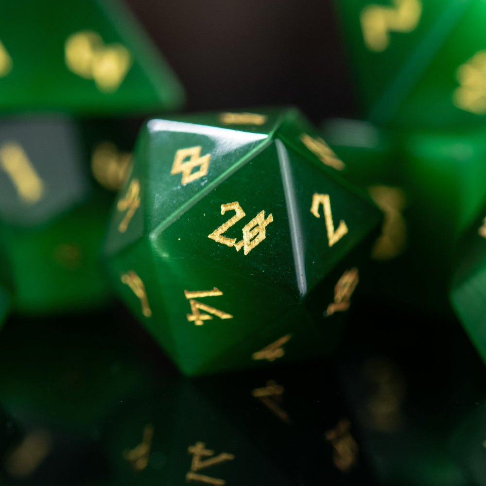Green Cat's Eye Stone Dice Set (ONLINE ORDER ONLY)