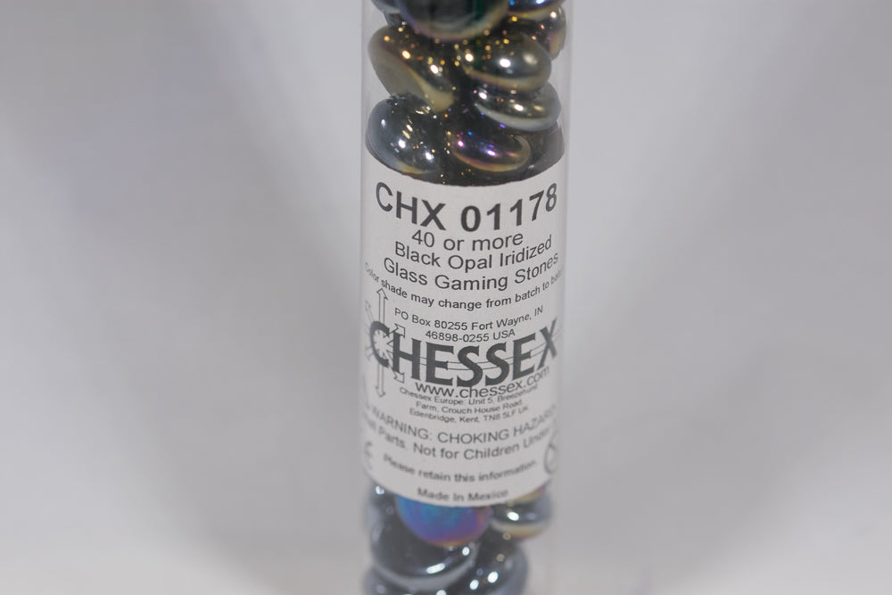 40+ Black Opal Iridized Glass Gaming Stones Counters (Online Only)