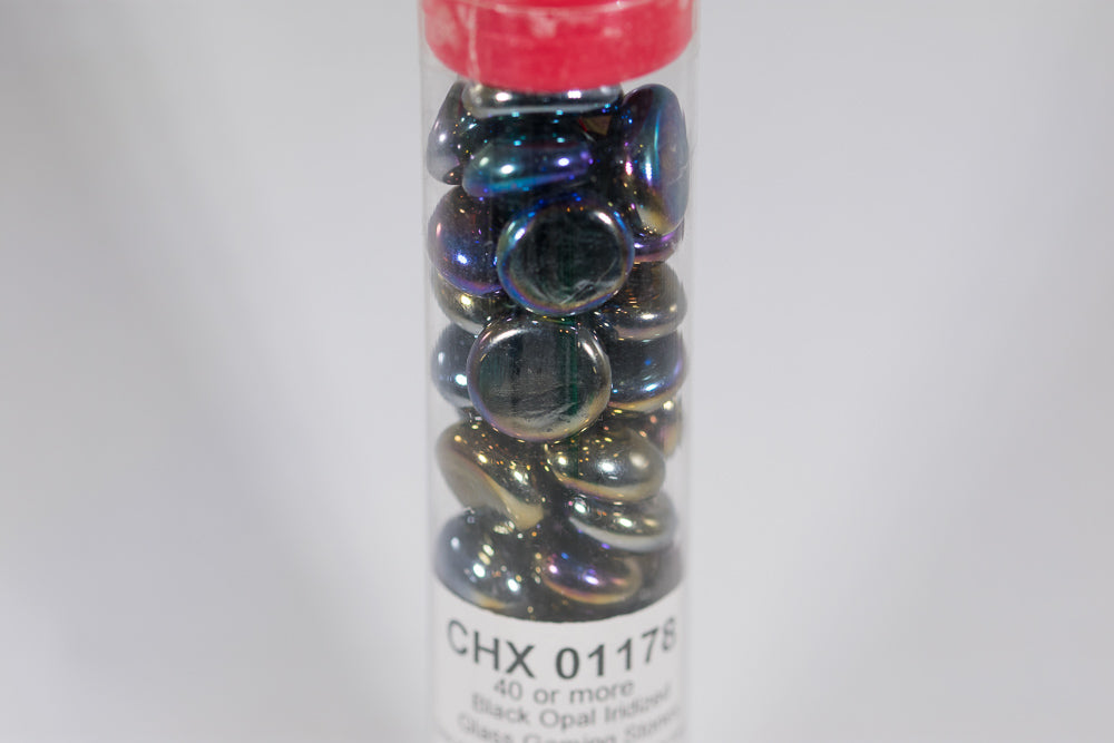 40+ Black Opal Iridized Glass Gaming Stones Counters (Online Only)