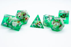 Teal Green Skull Inclusion 7-Dice Set Resin Sharp Edge RPG DND (Limited Stock) (Online Only)