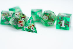 Teal Green Skull Inclusion 7-Dice Set Resin Sharp Edge RPG DND (Limited Stock) (Online Only)