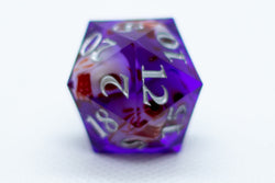 Purple w/Skulls 22mm D20 DND Roll a D20 Dice Handmade Sharp Resin (Online Only)
