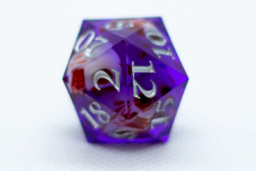 Purple w/Skulls 22mm D20 DND Roll a D20 Dice Handmade Sharp Resin (Online Only)