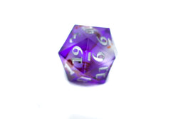 Purple w/Skulls 22mm D20 DND Roll a D20 Dice Handmade Sharp Resin (Online Only)