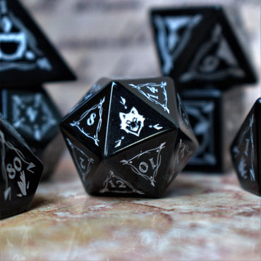 Fangs of Winter Obsidian Stone Dice Set (ONLINE ORDER ONLY)