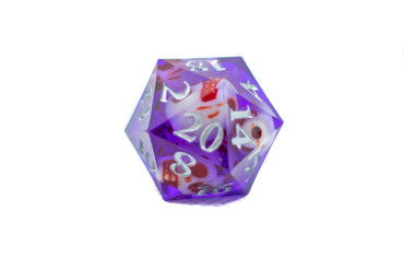 Purple w/Skulls 22mm D20 DND Roll a D20 Dice Handmade Sharp Resin (Online Only)