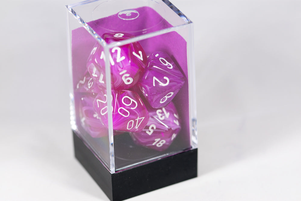 Chessex Vortex Violet w/ White Numbers Set Of 7 Dice CHX TPY17 (Online Only)