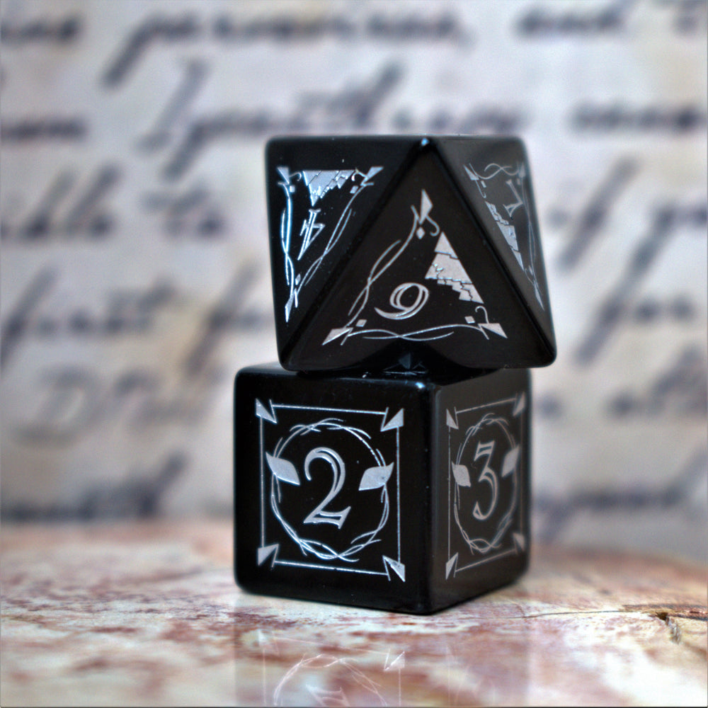 Fangs of Winter Obsidian Stone Dice Set (ONLINE ORDER ONLY)
