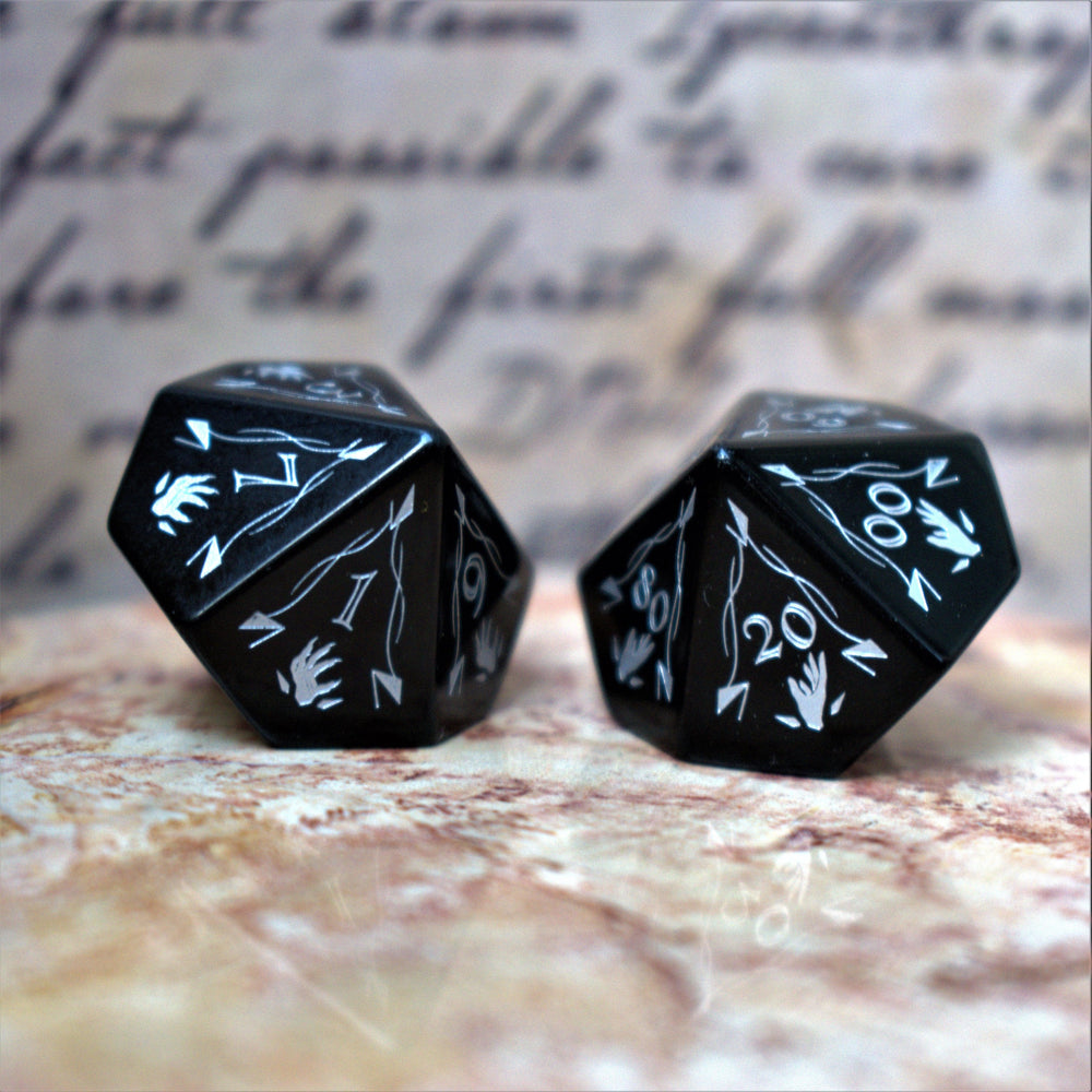 Fangs of Winter Obsidian Stone Dice Set (ONLINE ORDER ONLY)