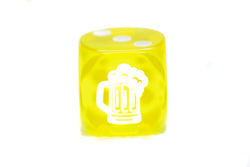 10-Pack Clear Yellow w/White 16mm d6 Dice Featuring a White Mug on the '1' side (Online Only)