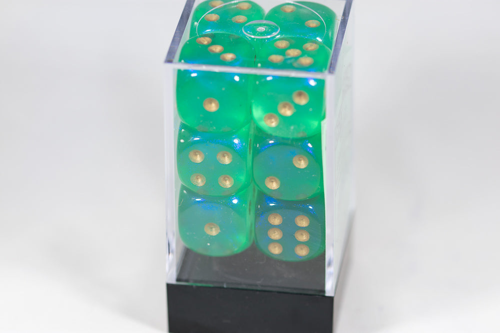 Borealis Light Green/gold 16mm Block Old Glitter (Online Only)