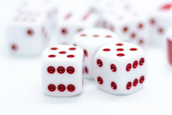 10-Pack Opaque White w/Red 16mm d6 Dice Featuring a Red Cup on the '1' side (Online Only)