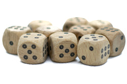 Birds-Eye Wooden 16mm d6 Dice w/ Black Dots Rounded Corners (sold per die) - Wood Dice (Online Only)