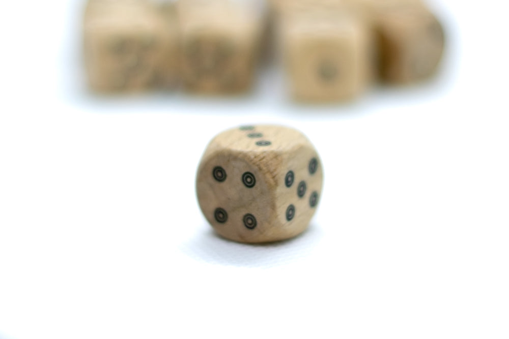 Birds-Eye Wooden 16mm d6 Dice w/ Black Dots Rounded Corners (sold per die) - Wood Dice (Online Only)