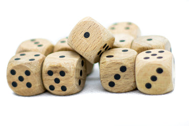 Wooden 16mm d6 Dice w/ Black Dots Rounded Corners (sold per die) - Wood Dice (Online Only)